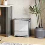 Dual Kitchen Bin Pedal Bin For Recycling And Waste, Silver Tone | L | Silver