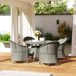 Rattan Dining Set For 4 With Cushions And Umbrella Hole
