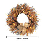 Golden Wheat Ears Thanksgiving Wreath With Led Lights
