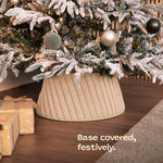Round Faux Fur Christmas Tree Skirt With Velcro Closure | Neutral