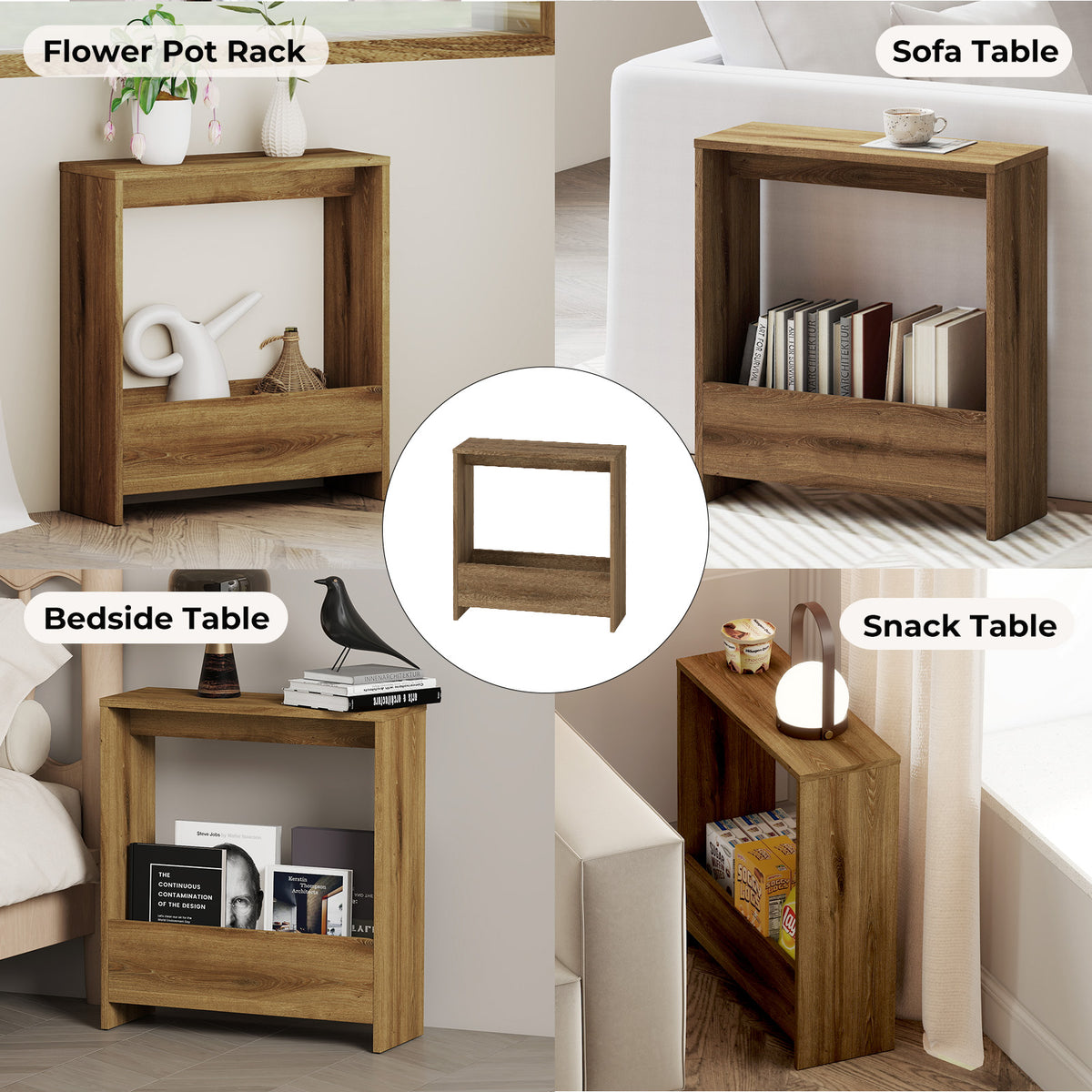 Levede Side Table Slim End Table Sofa Accent Table Magazine Storage Shelf