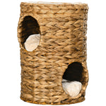 47cm Cat Barrel Tree For Indoor Cats W/ Two Cat Houses, Cushion