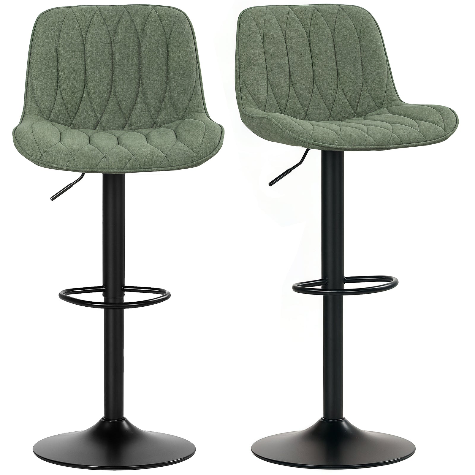Bar Stools Set Of 2, Modern Armless Bar Chairs | Green