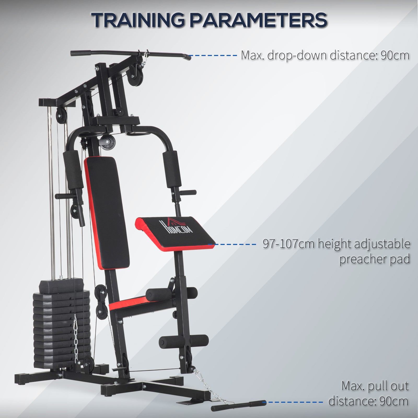 Multi Home Gym Machine With 66kg Weight Stack | Black