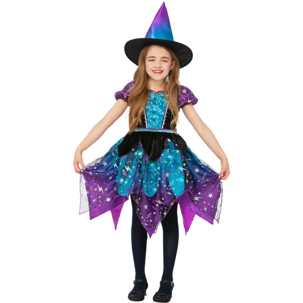 Deluxe Moon & Stars Light Up Witch Costume | Age 10-12