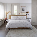 Snowflake Grey 100% Cotton Duvet Cover | Super King | Gray