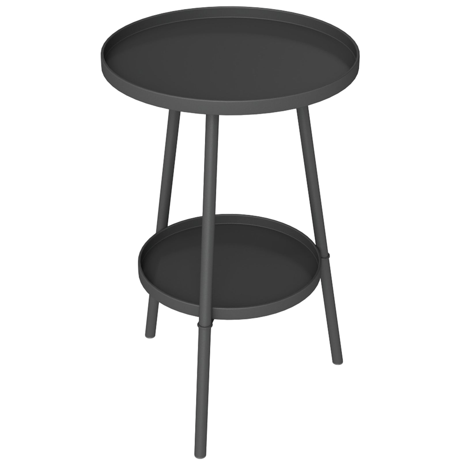 Round Garden Table, 2-tier Metal Patio Table Coffee Table