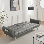 Faux Leather Sofa Bed With Cup Holders - 3 Seater | Grey