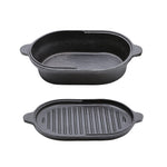 23cm W X 15cm D Black Oval Cast Iron Frying And Stewing Pot