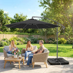 3(m) Banana Parasol Cantilever Umbrella Garden W/ Base Weights | Black
