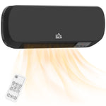 Wall Mounted Electric Heater With Timer Overheat Protection Black