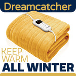 Deluxe Electric Throw Heated Double Over Blanket Soft Fleece  9 Heat & 12 Timer Settings | L | Gold