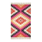 Jakarta Handwoven Geometric Kilim Wool Rug | 150cm x 220cm | Orange & Black