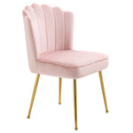 Velvet-feel Shell Accent Chair Bedroom Lounge Metal Legs | One Size | Pink