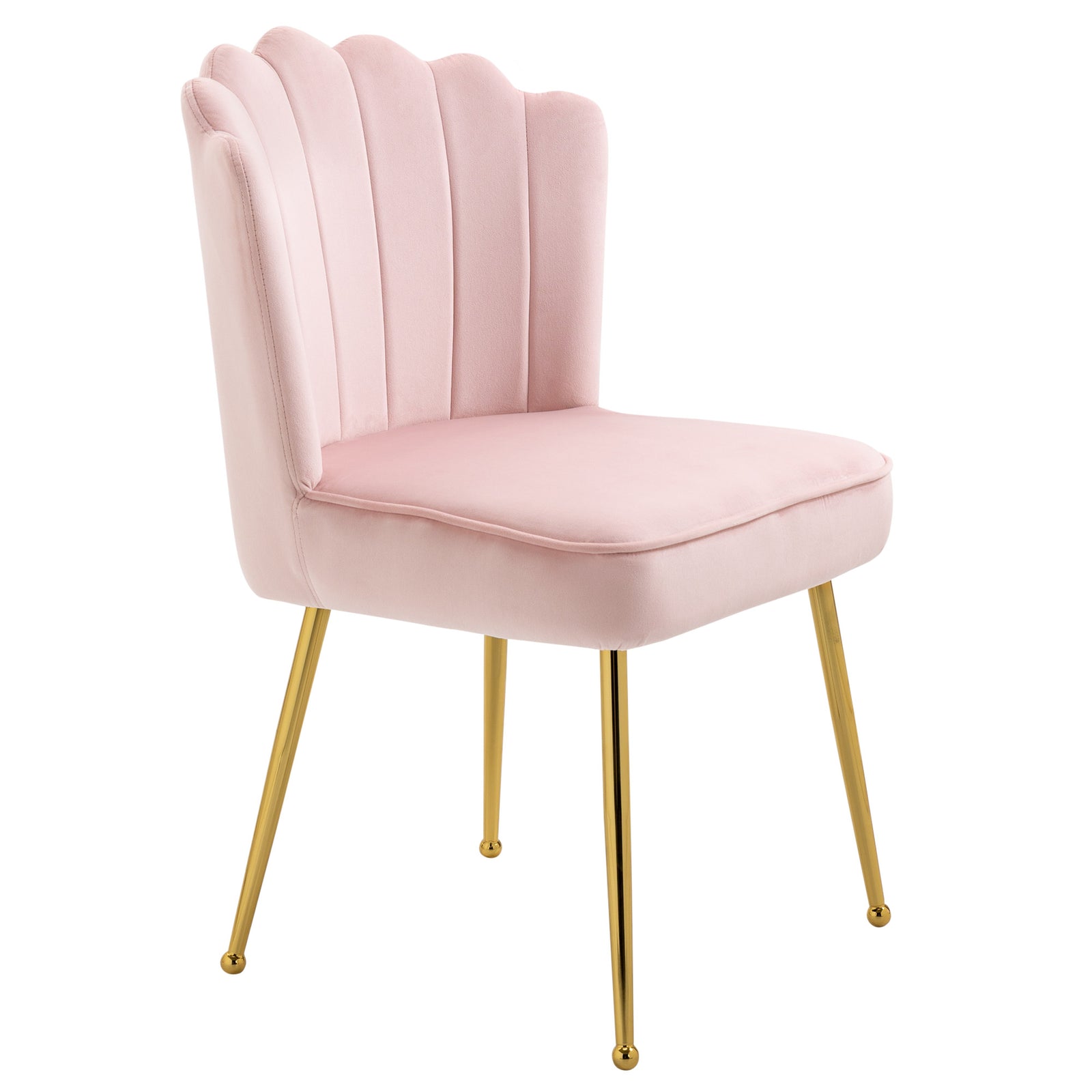 Velvet-feel Shell Accent Chair Bedroom Lounge Metal Legs | One Size | Pink