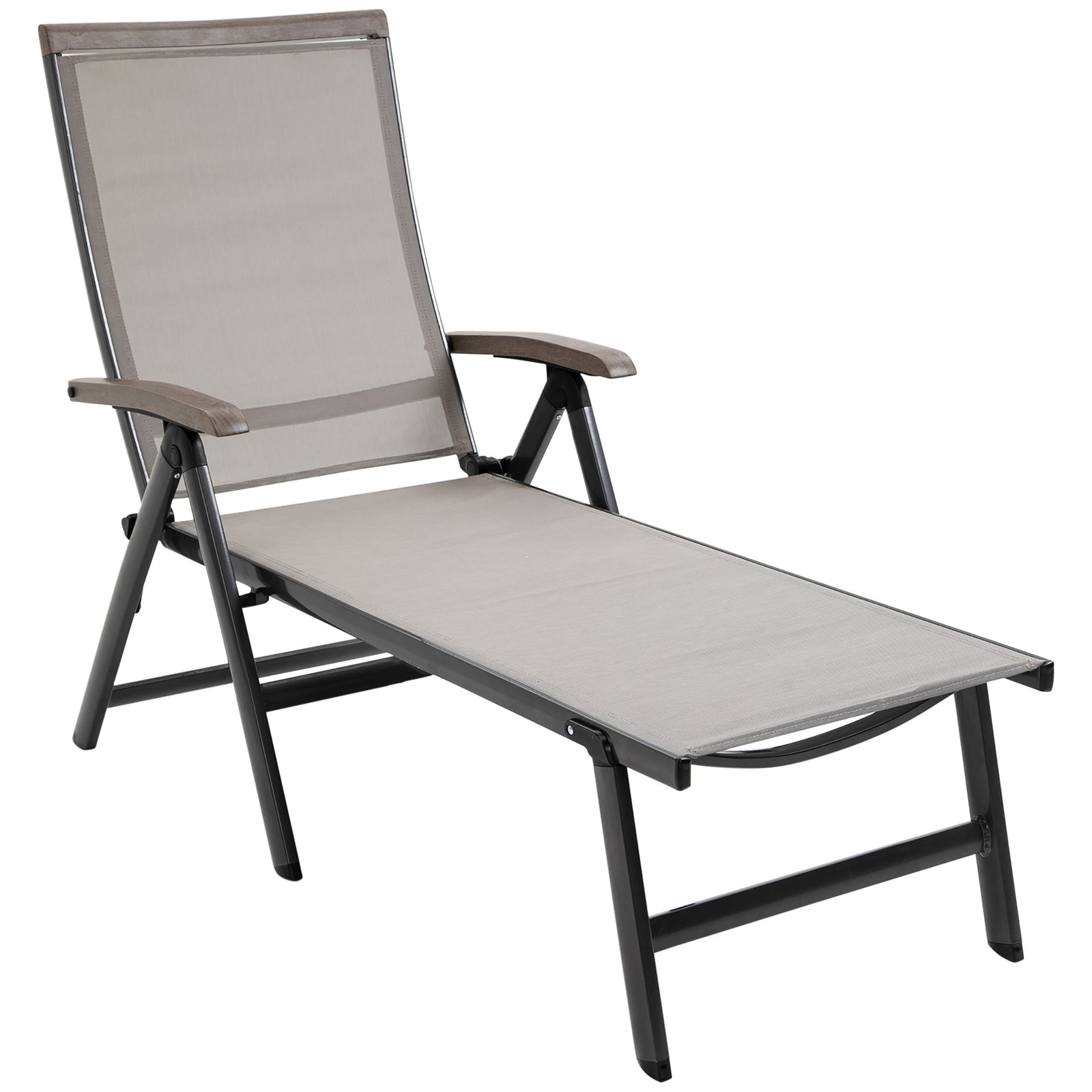 Outdoor Folding Sun Lounger W/ Adjustable Backrest | Brown