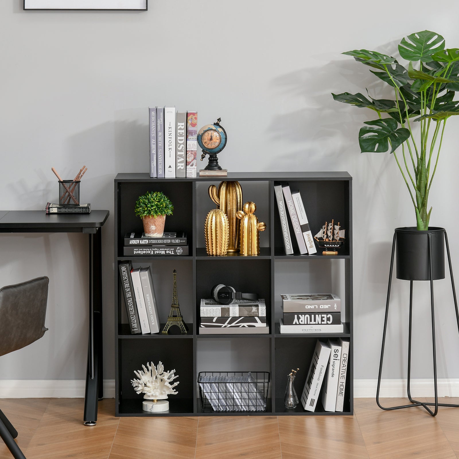 9 Cube Storage Cabinet Bookcase Bookshelf Home Office Shelf | One Size | Black