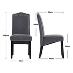 Set Of 2 Grey Velvet High Back Dinning Chair
