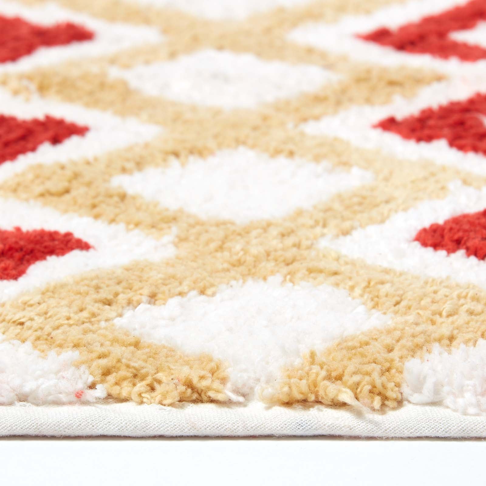 Chevron Cotton Bath Mat | 50 x 80cm | Orange & White