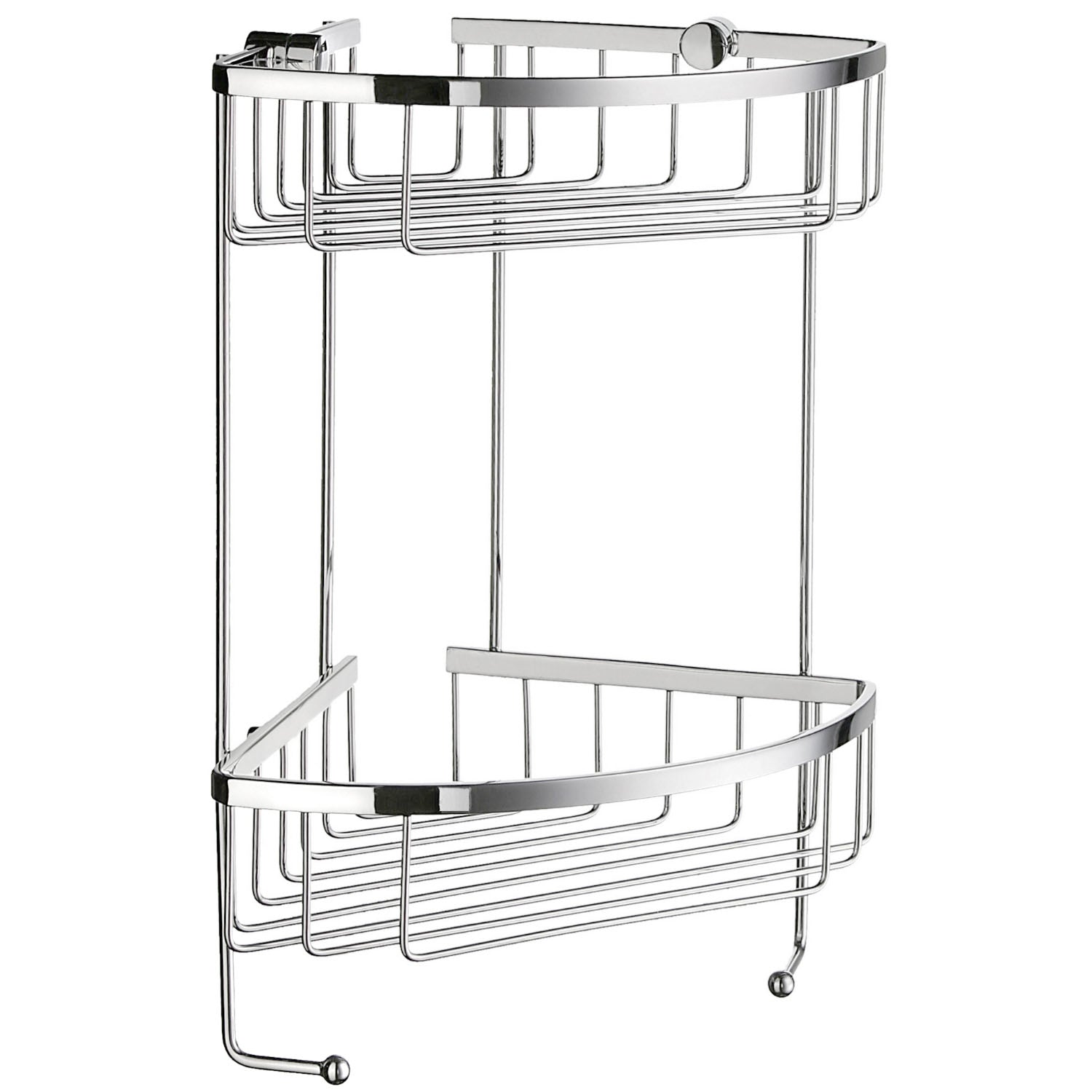 Chrome Two Tiered Corner Shower Basket Double Soap Caddy | Polished Chrome
