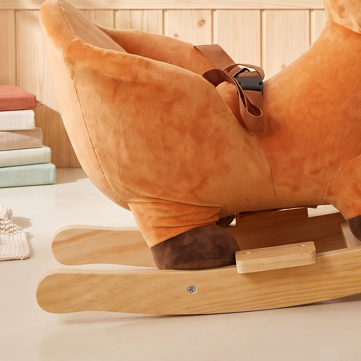 AIYAPLAY Rocking Horse, Ride On Horse Deer Design With Animal Sounds, Brown