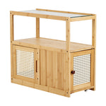 Breeins Wooden Glass Side Table With Wheels