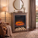 Freestanding Electric Fireplace Suite, 25" 1800w, Open Shelf | Oak