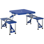 Picnic Table Chair Set 4 Seat Aluminium Pp W/ 2.7cm Hole | Blue