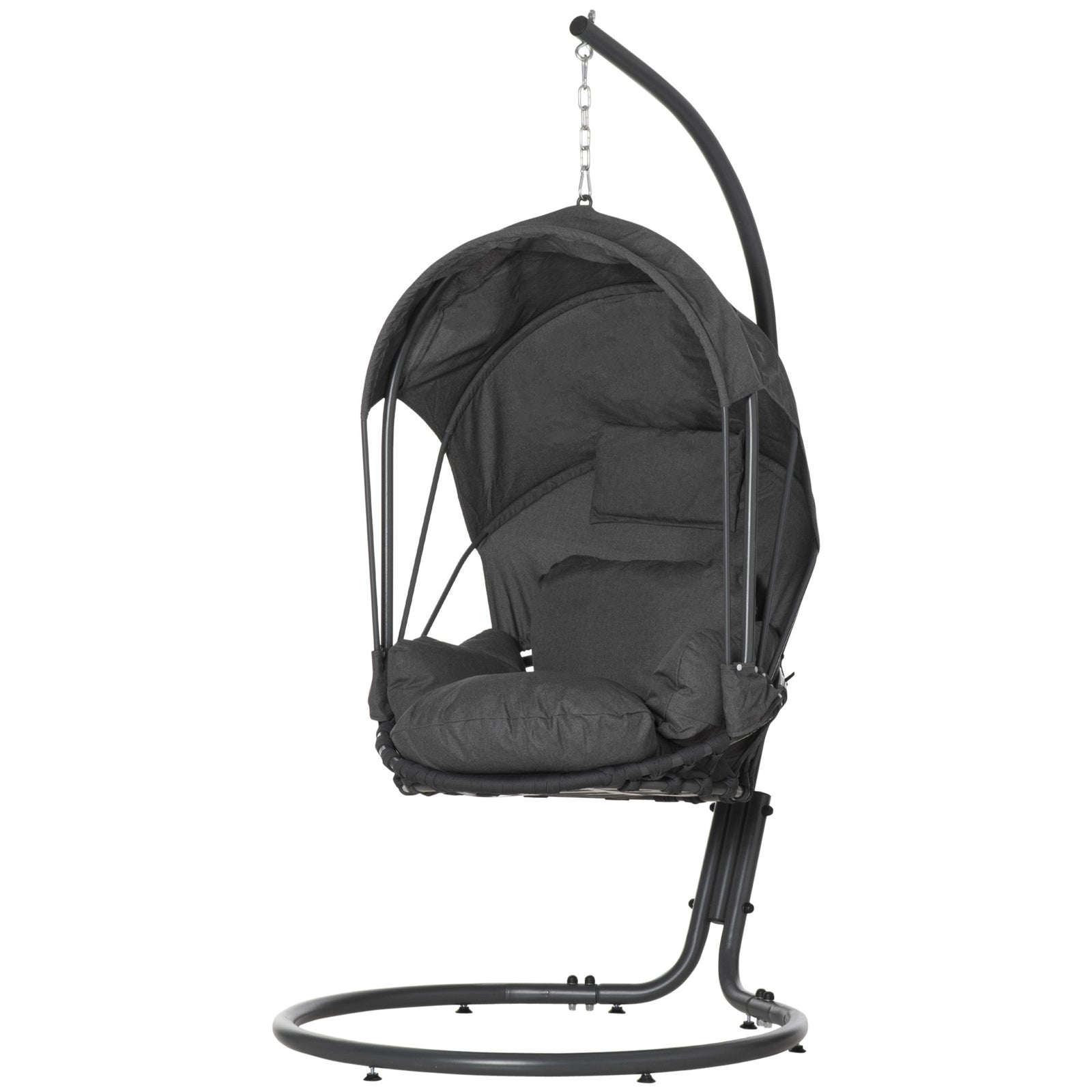 Hanging Egg Chair With Cushion And Retractable Canopy