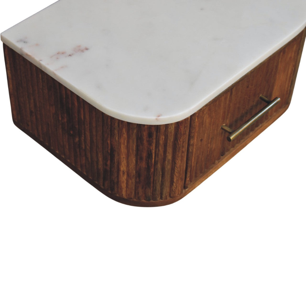 Beaumont Wall-mounted Bedside, 1 Drawer, Beige and White | Brown