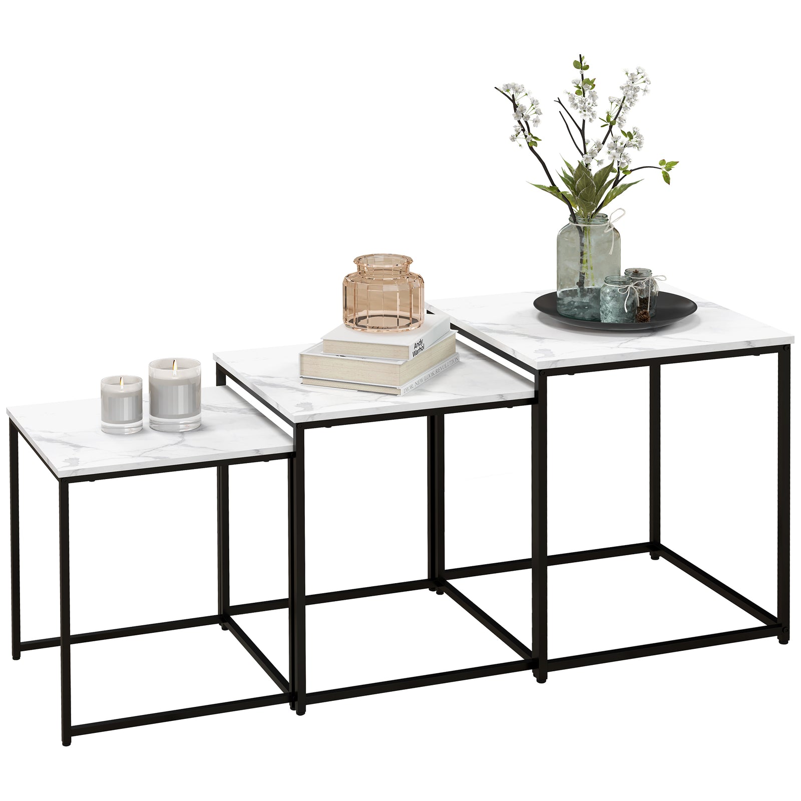 Nesting Coffee Tables, Set Of 3, White