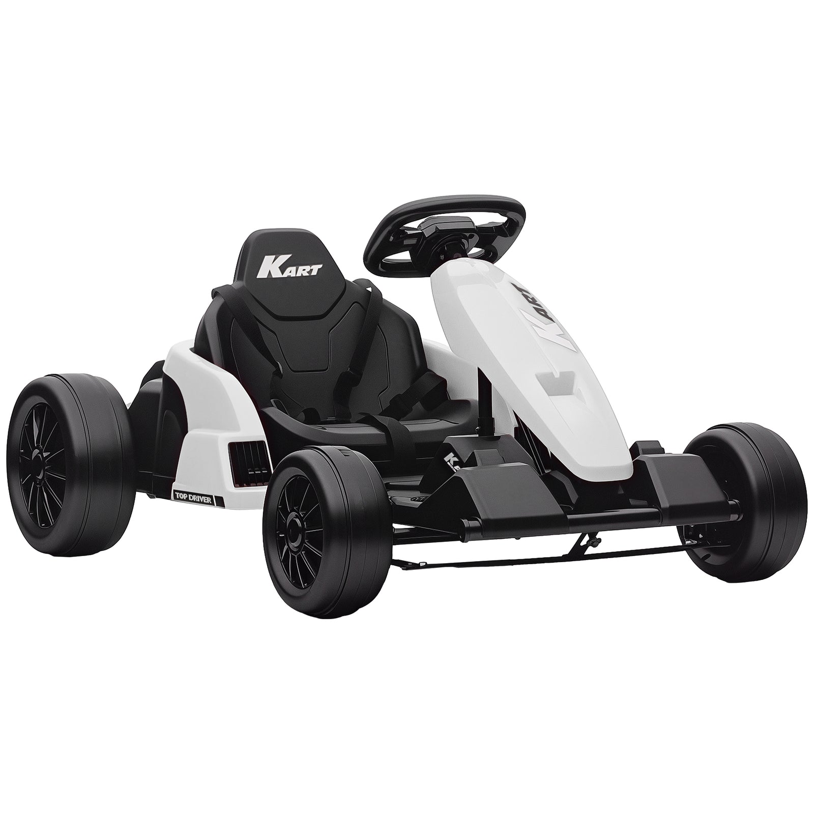 24v Electric Go Kart With Drift Mode, Adjustable Seat | White