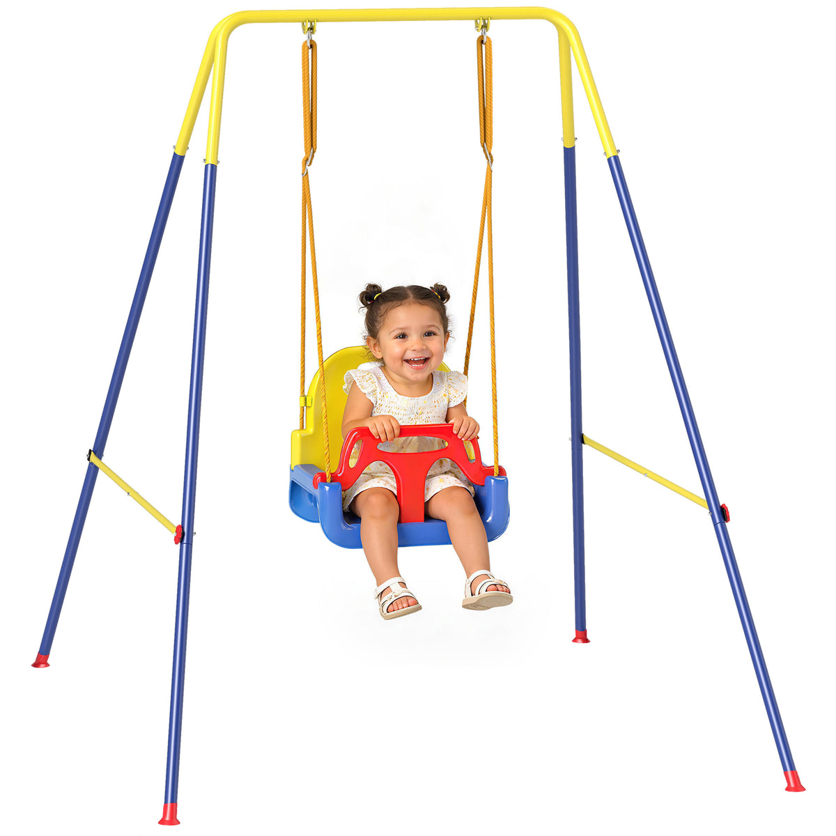 AIYAPLAY 3 In 1 Toddler Swing Set, Folding Child Swing Set For Kids, Blue