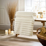 Alnwick Supersoft Ribbed Plush Throw – 140x180cm Cosy Sofa & Bed Blanket | 140cm x 180cm | Cream