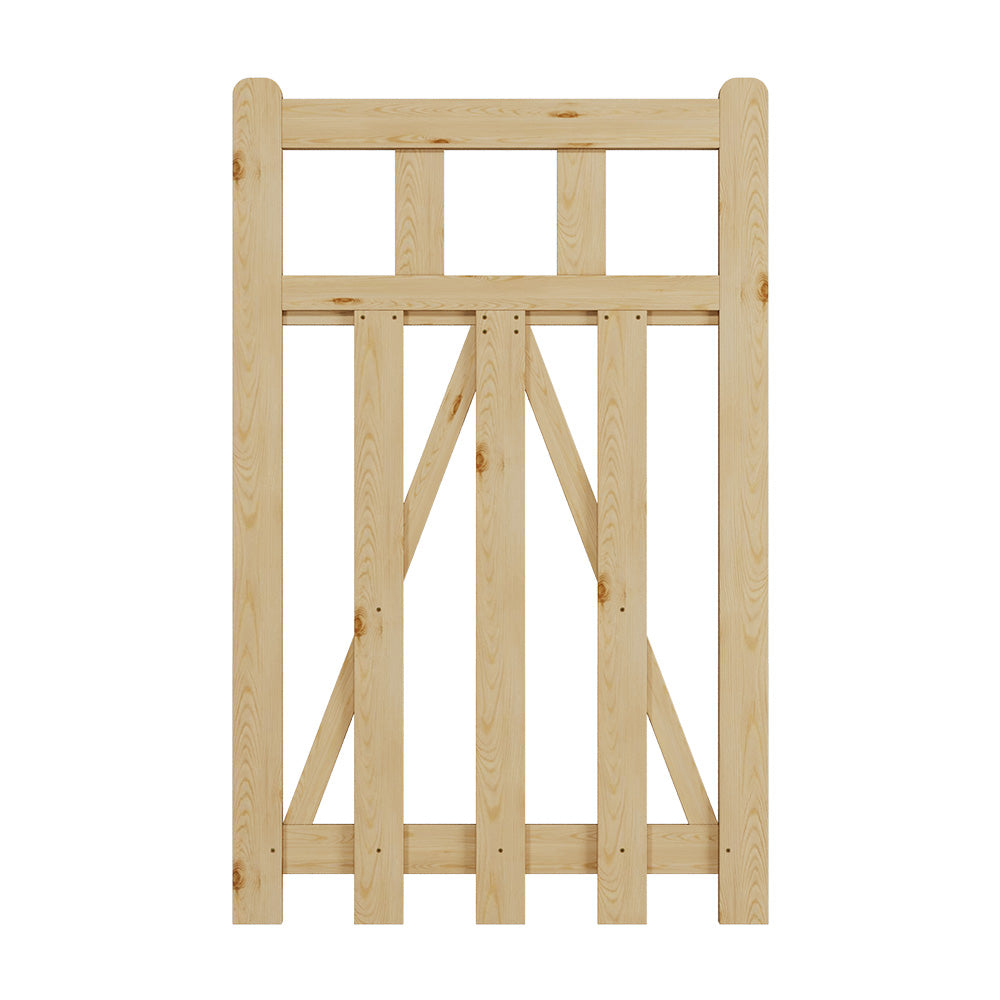 76cm/90cm/120cm Wx120cm H Classic Wooden Garden Gate With Lock Natural Finish, Vertical Slat Design | Small | Natural