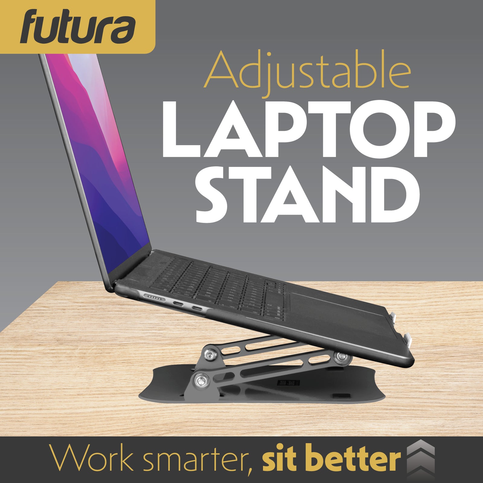 Laptop Stand Adjustable Portable Riser, Foldable Aluminium Holder For Macbook Airpro And 11 To 17 Inch Laptops | Silver