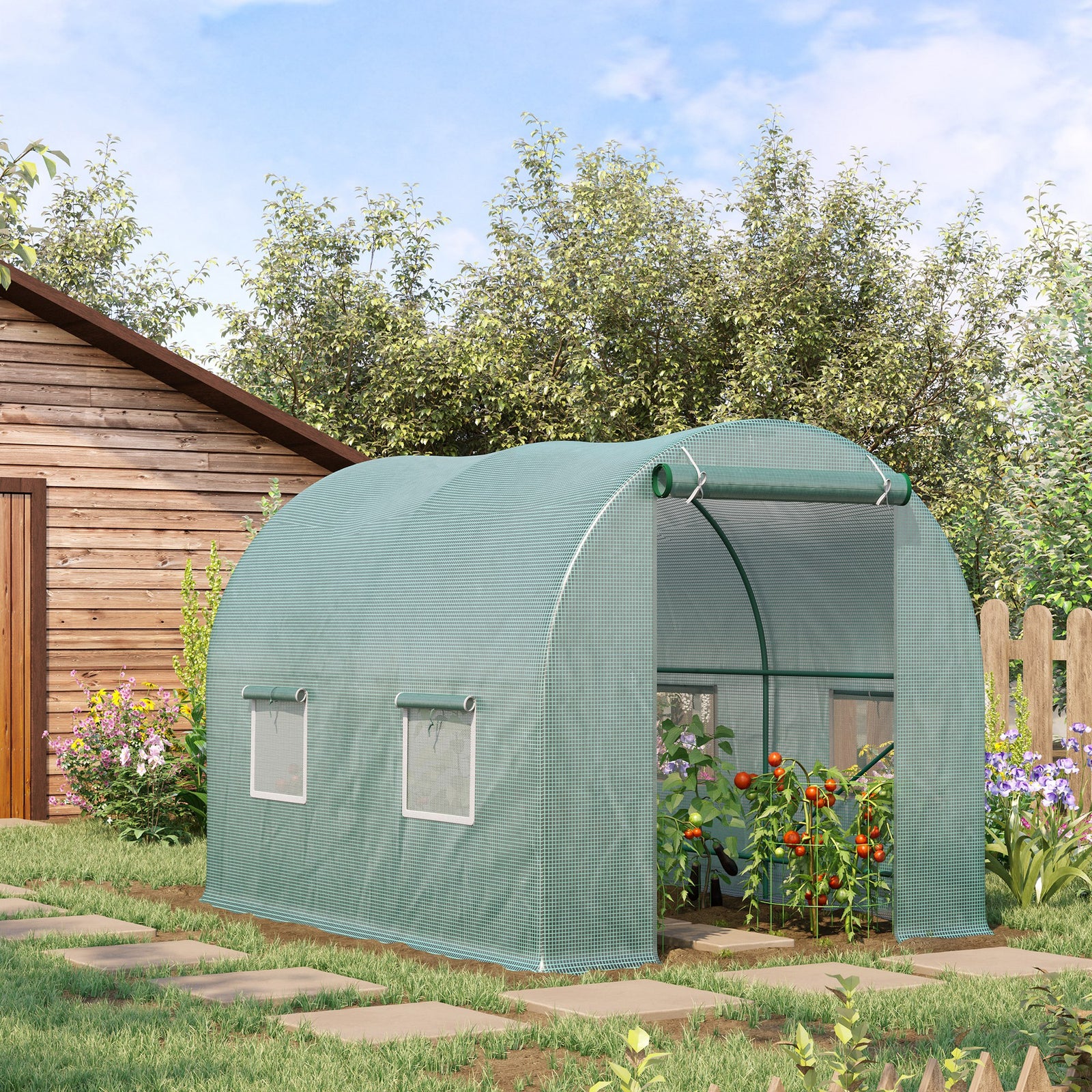 Walk-in Polytunnel Greenhouse W/ Window Door