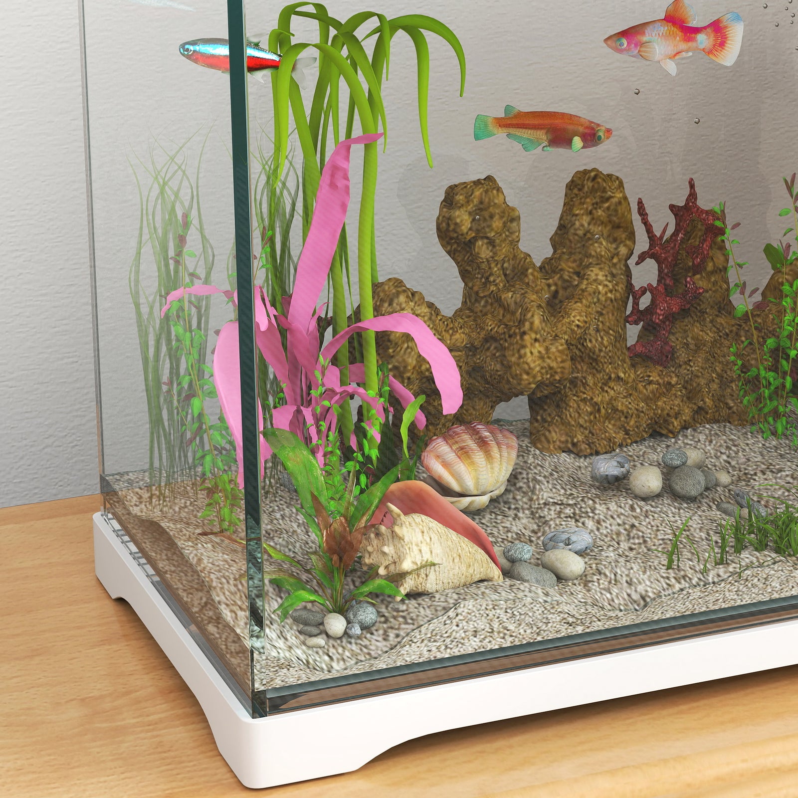 Glass Fish Tank With Filter System, Led Light, Water Pump, White | Small | White