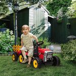 Ride On Tractor With Detachable Trailer, Remote Control, Music | Red