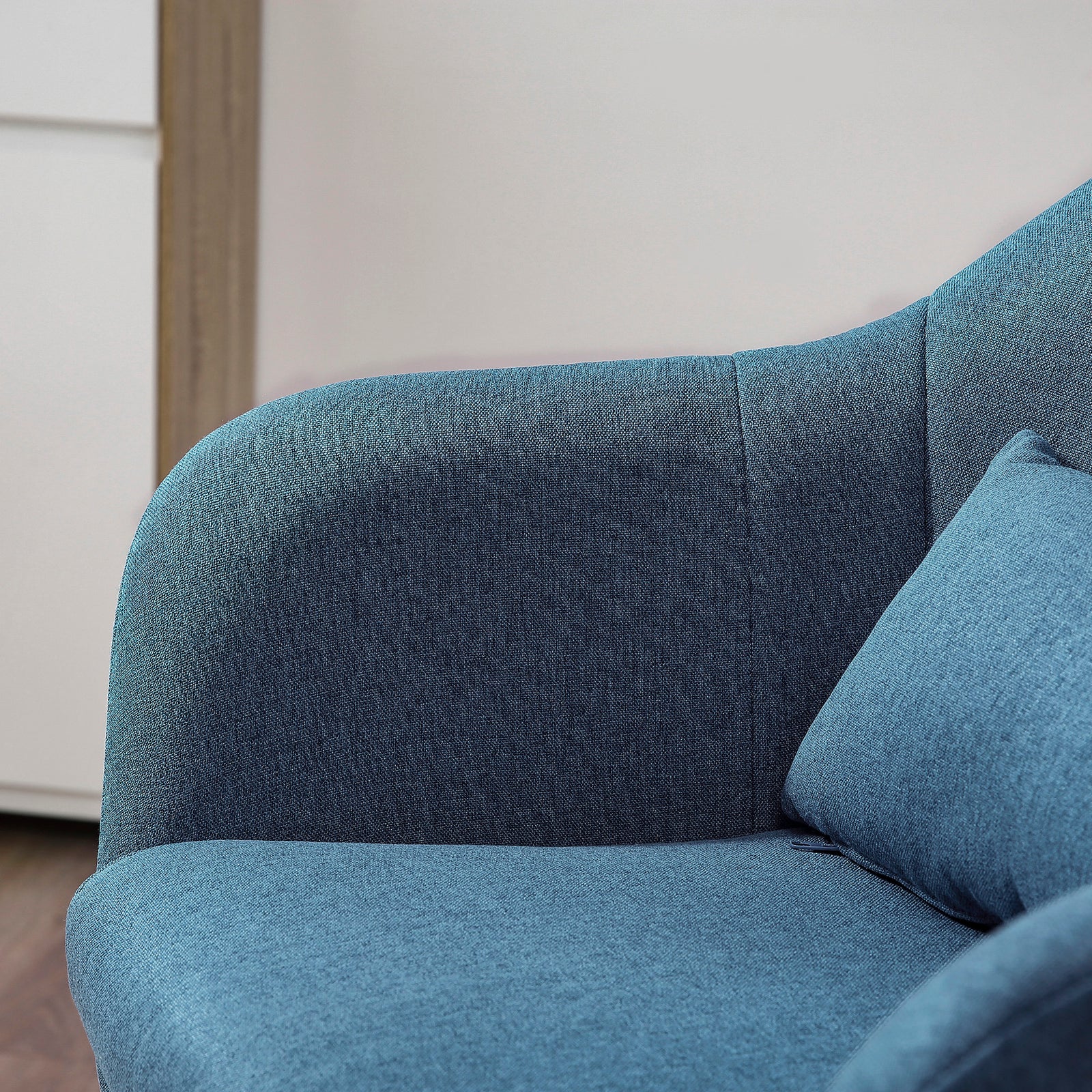 Stylish Retro Linen Swivel Tub Chair Steel Frame Cushion | One Size | Blue