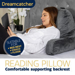 Large Reading Pillow, Shredded Memory Foam Cuddle Cuddle Cushion Backrest, Arm Support ,washable Velvet Cover | L | Grey