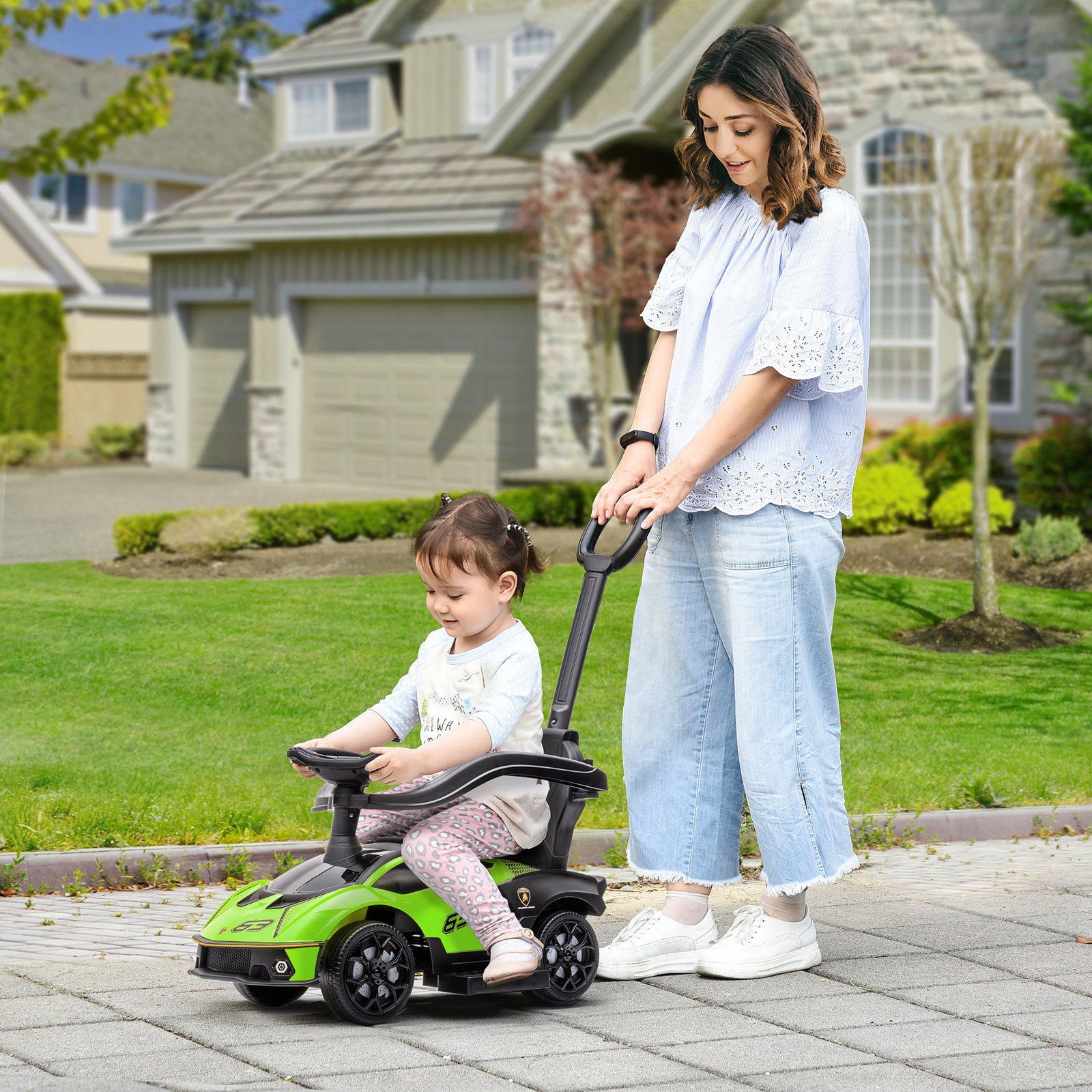 Lamborghini 2 In 1 Baby Ride On Push Car Toddler Push Along Car | Green