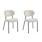 2pcs Upholstered Dining Chair With Metal Frame | White