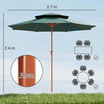 2.7 M Garden Parasol With Double Top | Green