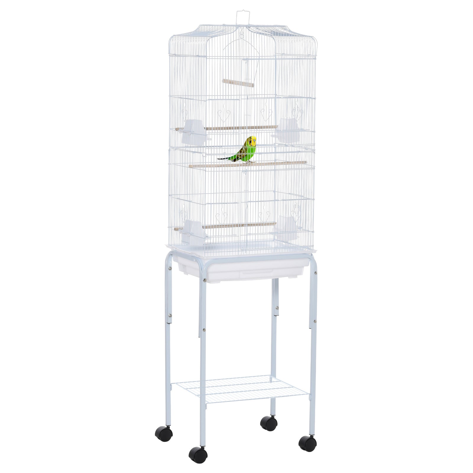 Bird Cage For Budgie Finch Canary Parakeet W/ Stand Sliding Tray | White