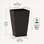 61cm Tall Black Rubber Planters - Indoor Outdoor Planter | Set-of-1