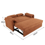 Fabric Sofa Bed With Adjustable Backrest And Easy Pull-out Mechanism | Caramel