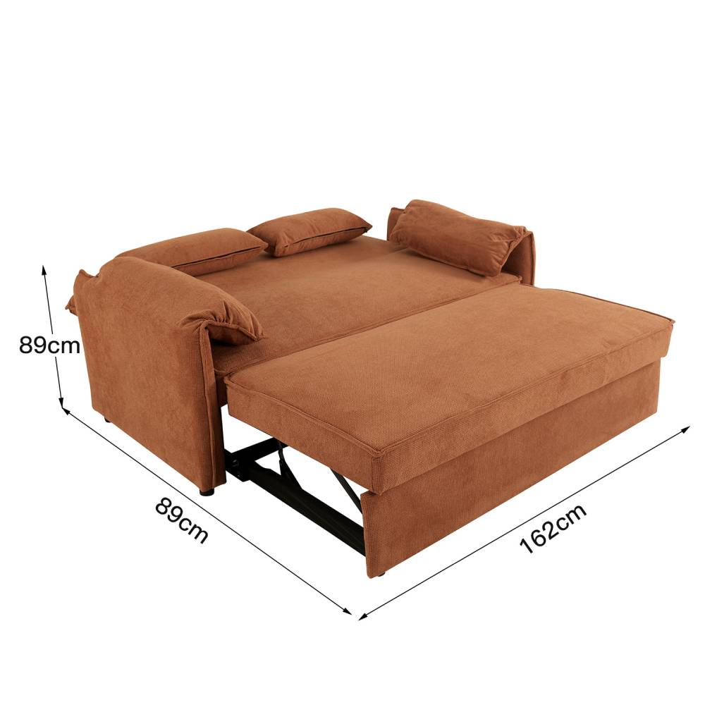 Fabric Sofa Bed With Adjustable Backrest And Easy Pull-out Mechanism | Caramel