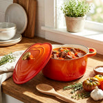 1.9l Enamelled Cast Iron Heart-shaped Dutch Oven Pot With Lid | Orange