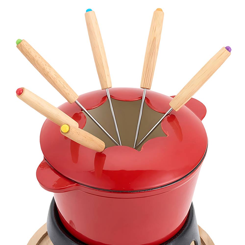 Breeins 2l Cast Iron Fondue Pot Set